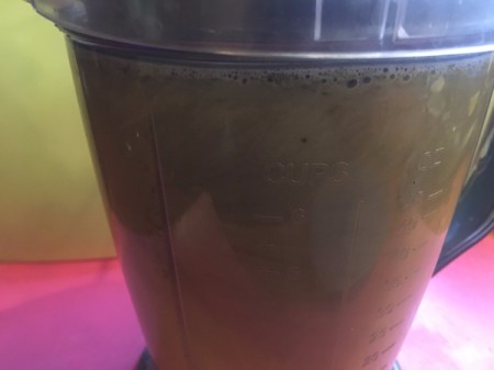 The blended mixture, ready to add back in the soup pot.