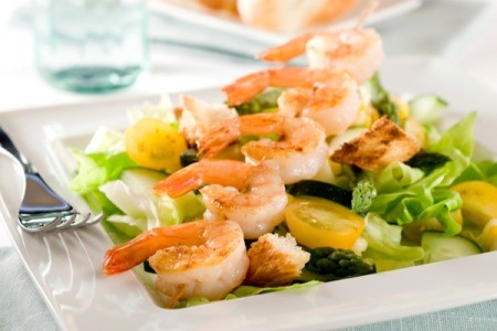 Green Salad with Sauteed Shrimp