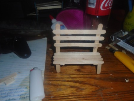 Popsicle Stick Gazebo and Bench - finished bench