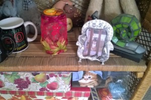 Fall Lacy Jar Decoration - decorated jar on display shelf