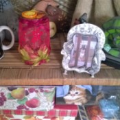 Fall Lacy Jar Decoration - decorated jar on display shelf