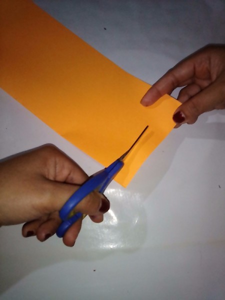 Making a Paper Lantern - cut a strip for the handle