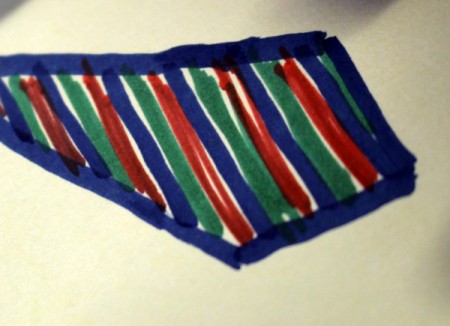 Drawing stripes on the tie.