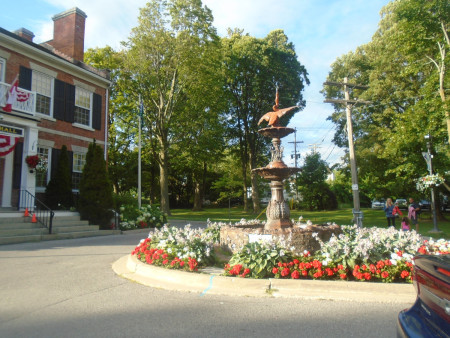 A garden at Heritage Park in Gananoque, Ontario.