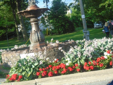 A garden at Heritage Park in Gananoque, Ontario.