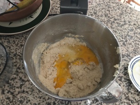 mixed eggs and flour