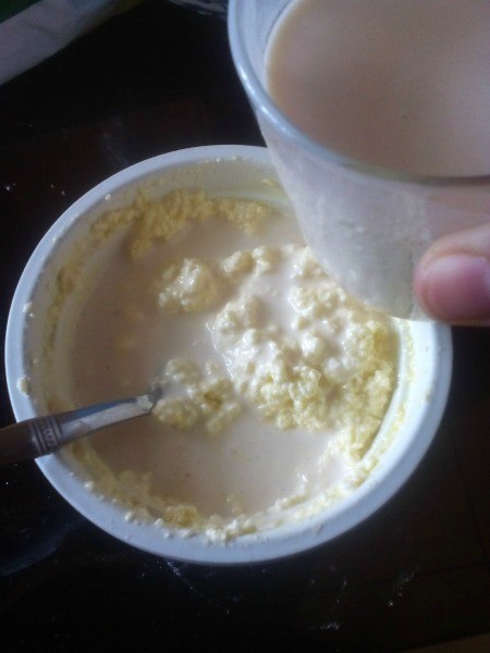 Cream Cheese Sweetheart Cake - Gradually add in the milk.