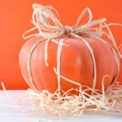 A decorated pumpkin centerpiece.