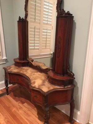 Value of Antique Bedroom Furniture - marble topped mahogany vanity