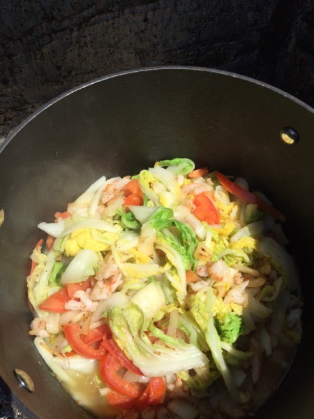 Napa Cabbage Stir Fry in pan