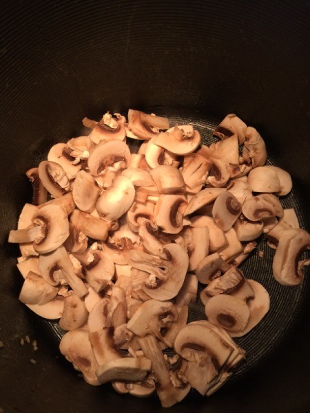 mushrooms added to pan