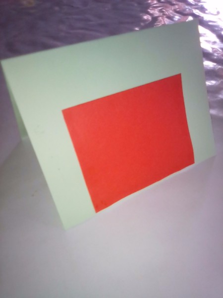 Simple Flowers with Paper Vase - rectangle of paper for vase glued onto larger background piece of paper used as a stand