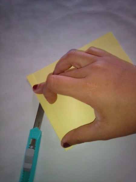 Simple Flowers with Paper Vase - using a utility knife to cut strips of paper