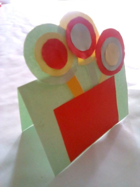 Simple Flowers with Paper Vase - slightly angled view