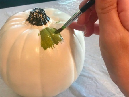 Foam Pumpkin Faux Cactus - paint the pumpkin with the light green paint