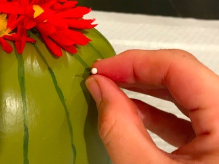 Foam Pumpkin Faux Cactus - add pins for the spines