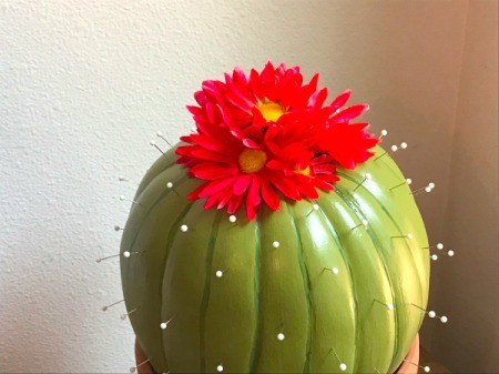 Foam Pumpkin Faux Cactus - place cactus in pot