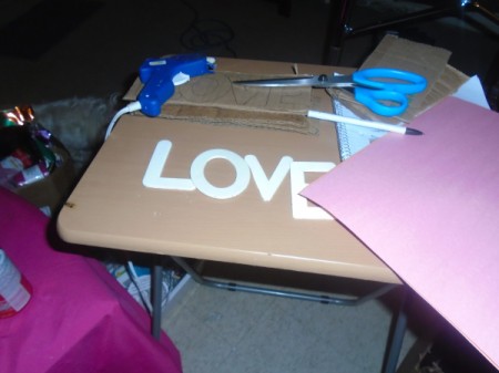 'Love' Cardboard Sign - supplies