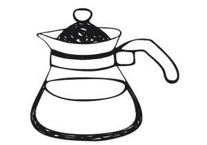 Illustration of a CorningWare style teapot.