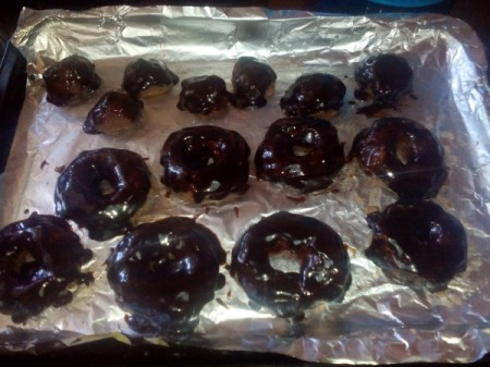 glaze covered Chocolate Donuts