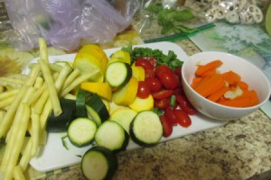 Farm grown fresh vegetables, cut up and ready to cook.