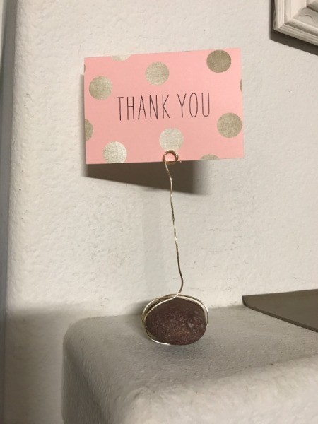 Wire Spiral Picture Holder - simple coiled holder with Thank You card