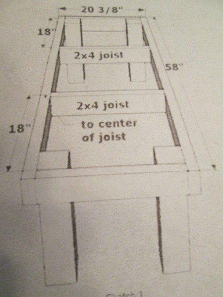 Outdoor Bench Made Easy - drawing of the frame with legs