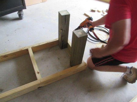 Outdoor Bench Made Easy - attaching the legs in the corners