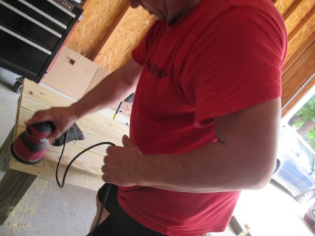 Outdoor Bench Made Easy - sanding the finished bench
