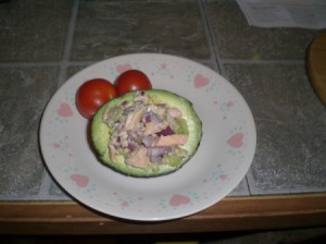 Tuna Stuffed Avocado on plate