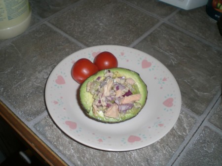 Tuna Stuffed Avocado on plate