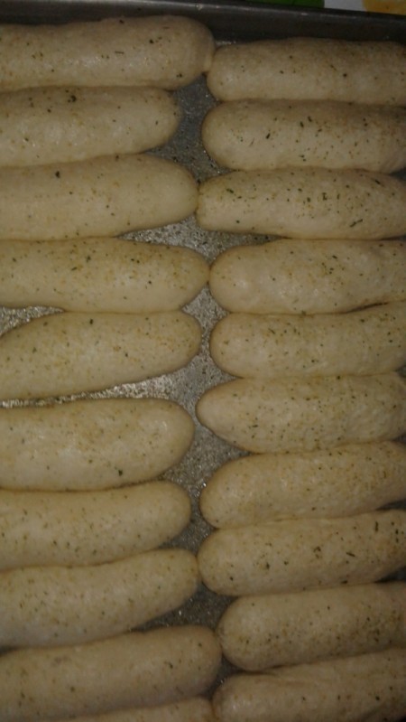 Bread Sticks risen and ready to bake