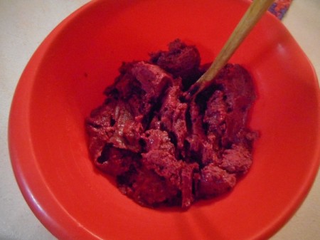 mixing Berry Lime Sorbetin bowl