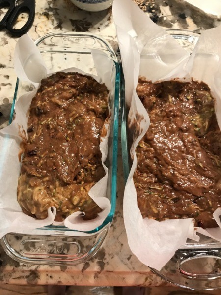 Zucchini Bread pans ready to bake
