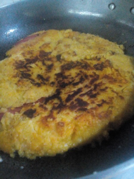 All In Potato Breakfast flipped in pan