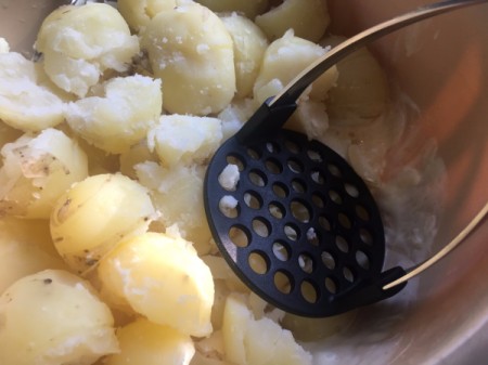 mashing potatoes