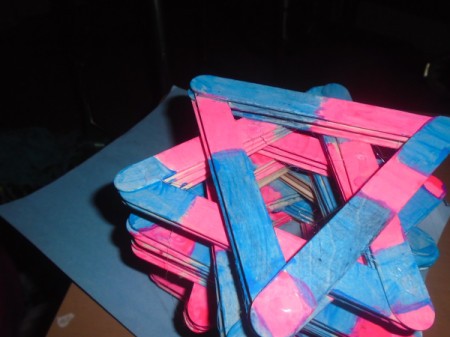 Popsicle Stick Vase - continue gluing alternating side and point