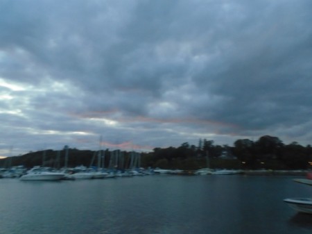 A cloudy sunset at Joel Stone Beach.