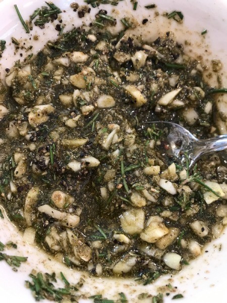 Bacon Wrapped Porchetta mixing marinade