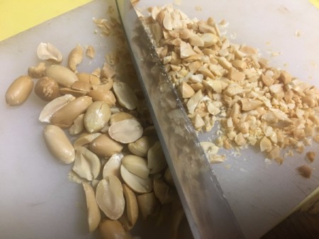 chopping peanuts