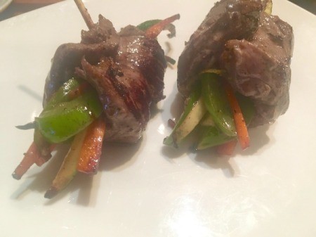 Balsamic Steak and Veggie Rolls cooked on plate