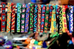 Cute and colorful painted clothes pins.