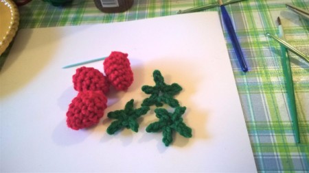 Calorie Free Crochet Cake Decoration - make stems and glue to berries