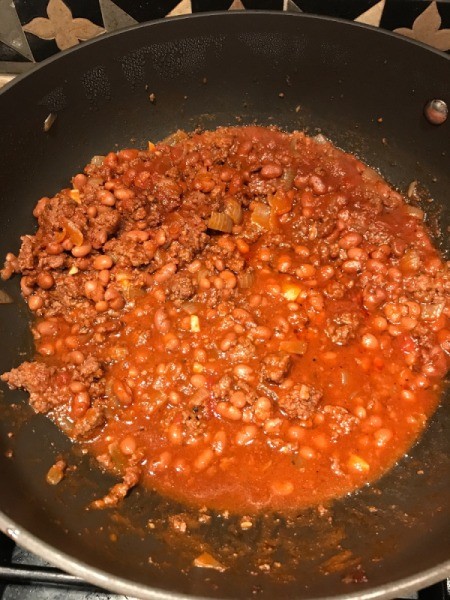 Quick Chili Dinner cooking in pan
