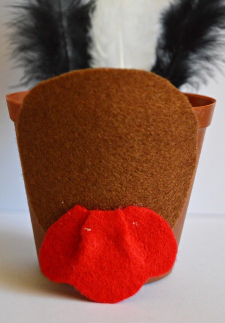 Goggle-Eyed Turkey Candy Box - fit and glue wattle to front of pot