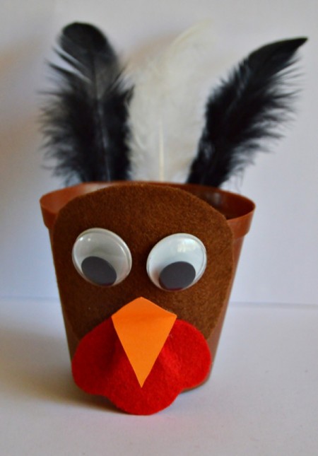 Goggle-Eyed Turkey Candy Box - glue eyes in place
