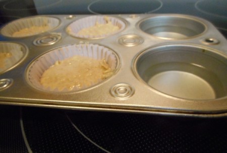 water in empty muffin tin