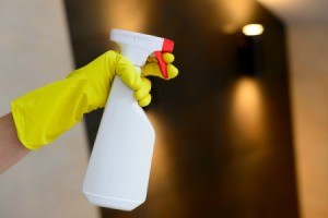 A spray bottle with a homemade cleaner.