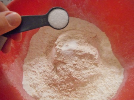 mixing flour and baking powder