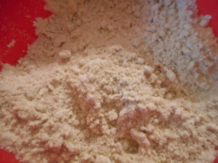 adding oil to flour